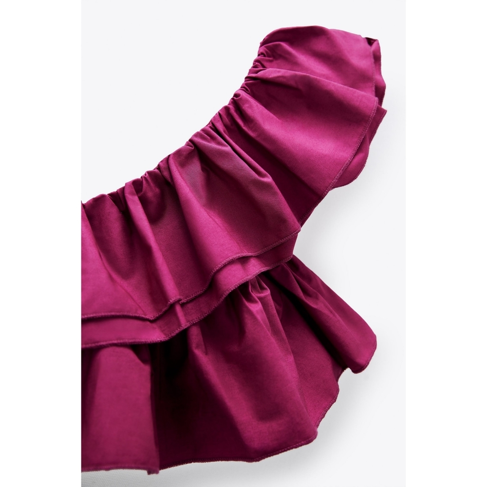 Zara asymmetrical ruffle crop top - Picture 2 of 7